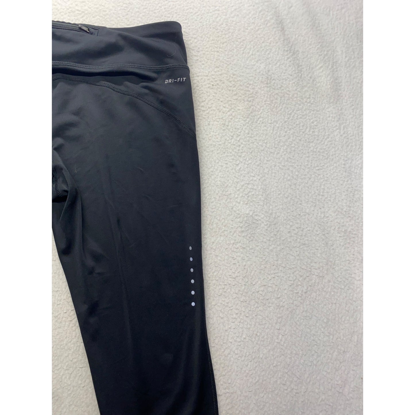 Nike Black Dri-Fit Capri Leggings With Reflective Dots & Back Zipper Pocket #7197