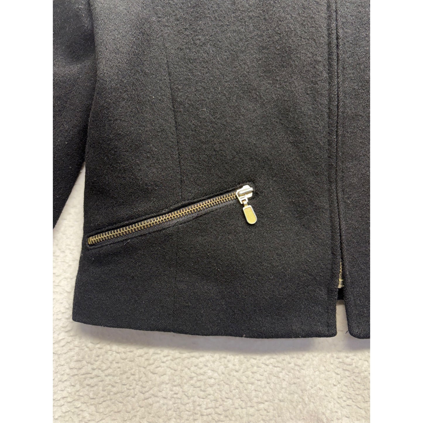 Braebrook Black Cropped Wool Jacket With Gold Zippers Womens Size S #7726