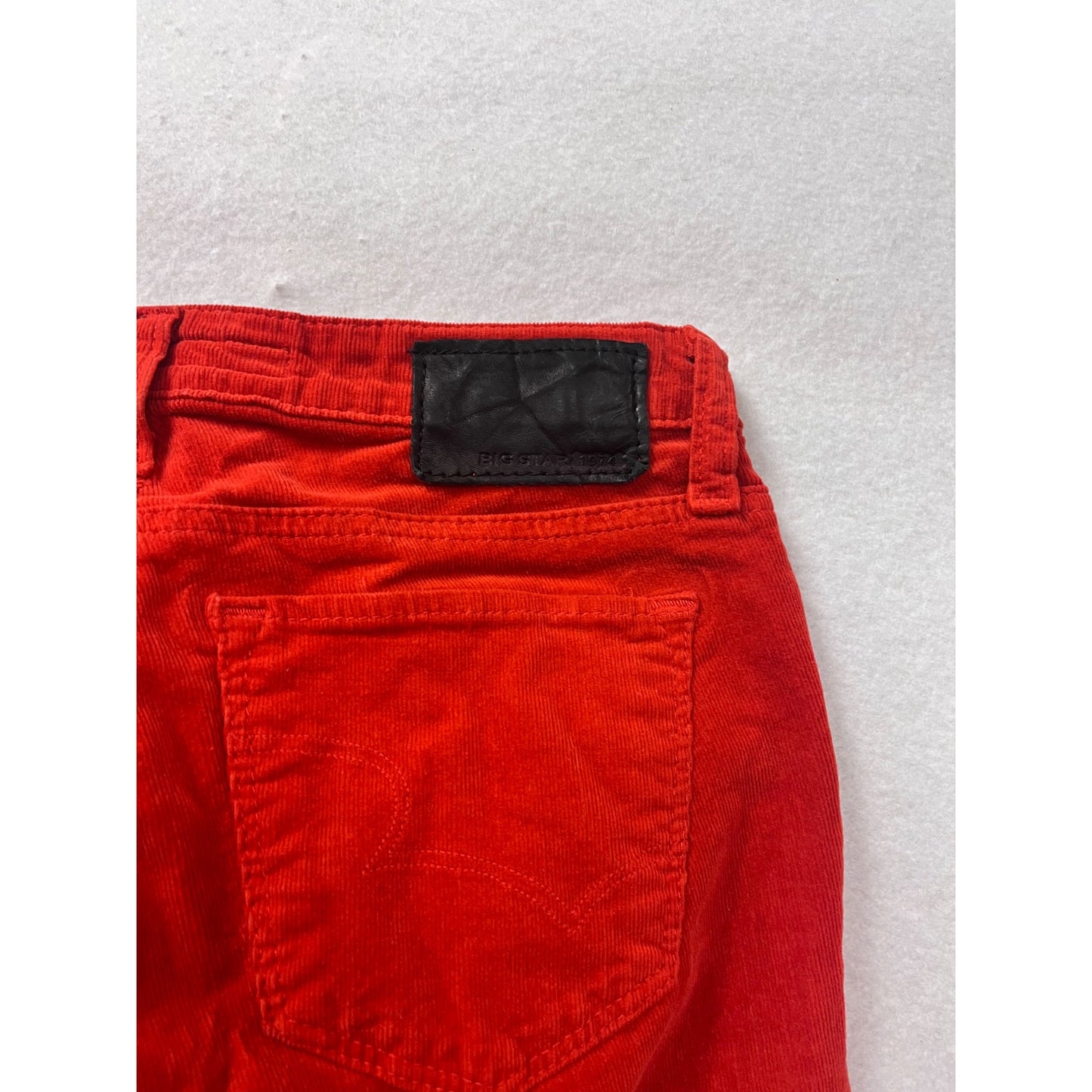 Big Star 1974 Womens Red Corduroy Mid Rise Skinny Pants Size 28 Cotton & Spandex #6851