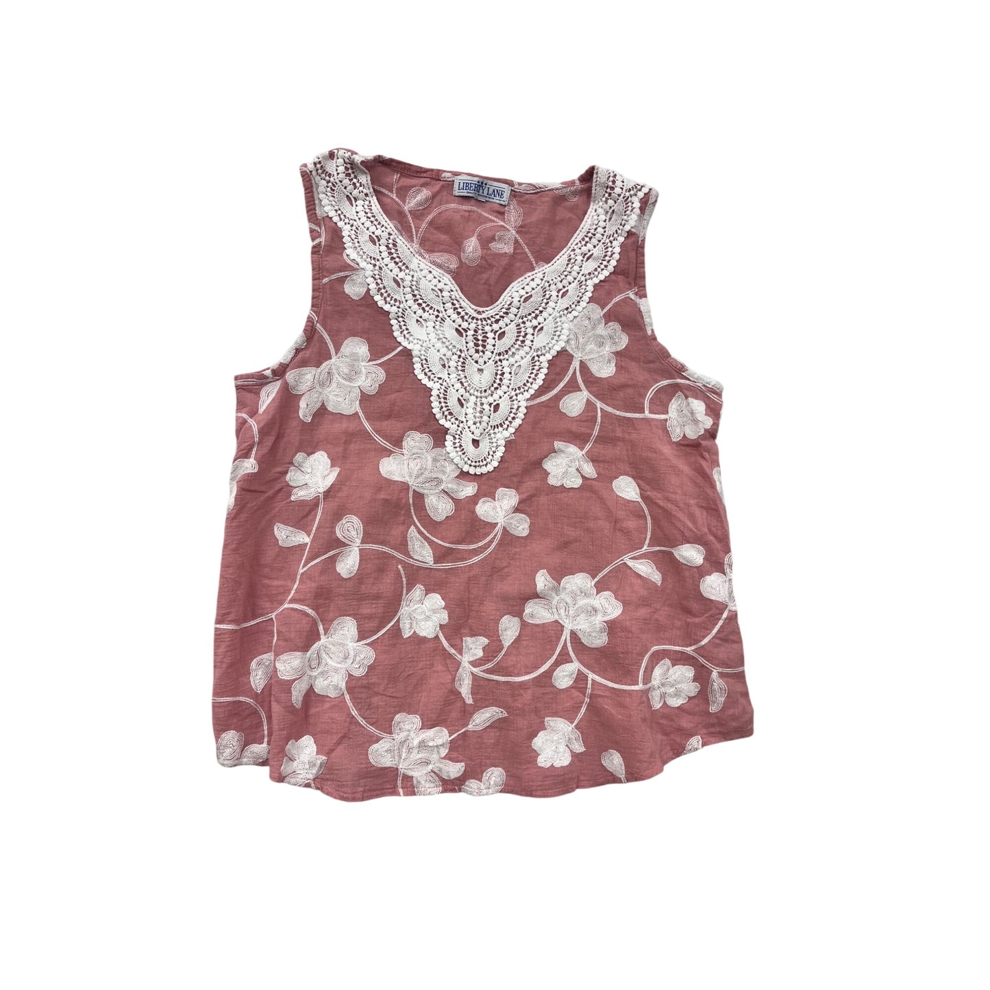 Liberty Lane M/L Pink Floral Embroidered Tank Top #8609