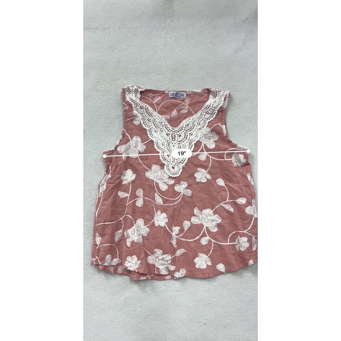 Liberty Lane M/L Pink Floral Embroidered Tank Top #8609