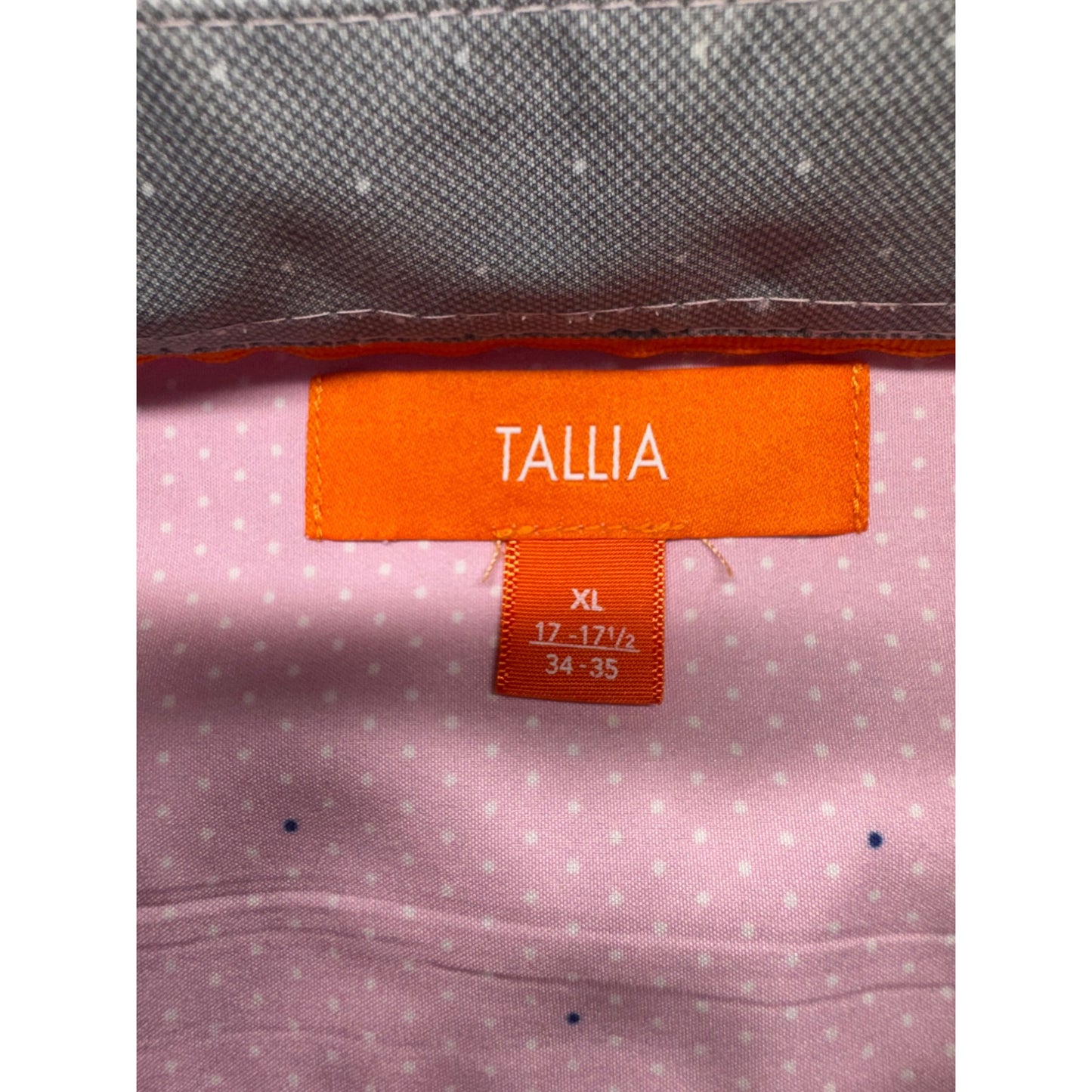 Tallia XL Pink Long Sleeve Button-Up Shirt Polka Dot Pattern Polyester #9733