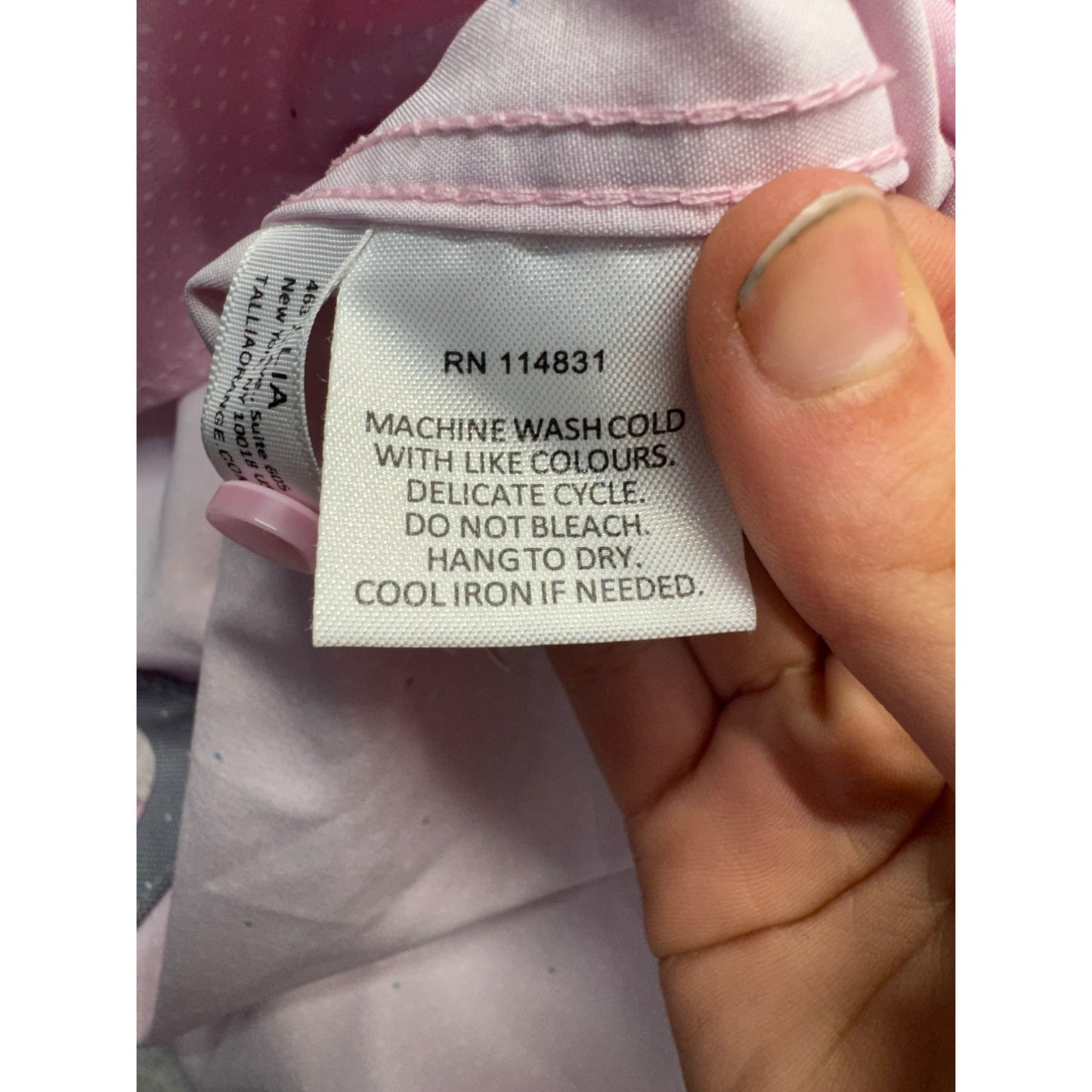 Tallia XL Pink Long Sleeve Button-Up Shirt Polka Dot Pattern Polyester #9733