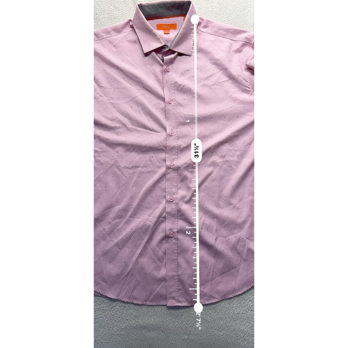 Tallia XL Pink Long Sleeve Button-Up Shirt Polka Dot Pattern Polyester #9733
