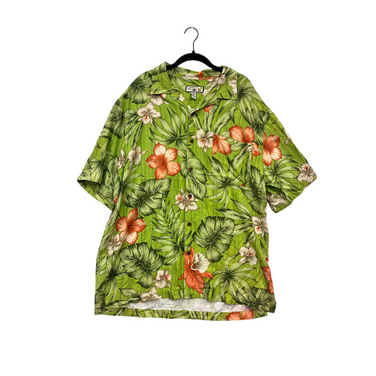 Caribbean Joe Green Tropical Hawaiian Shirt XL #274A