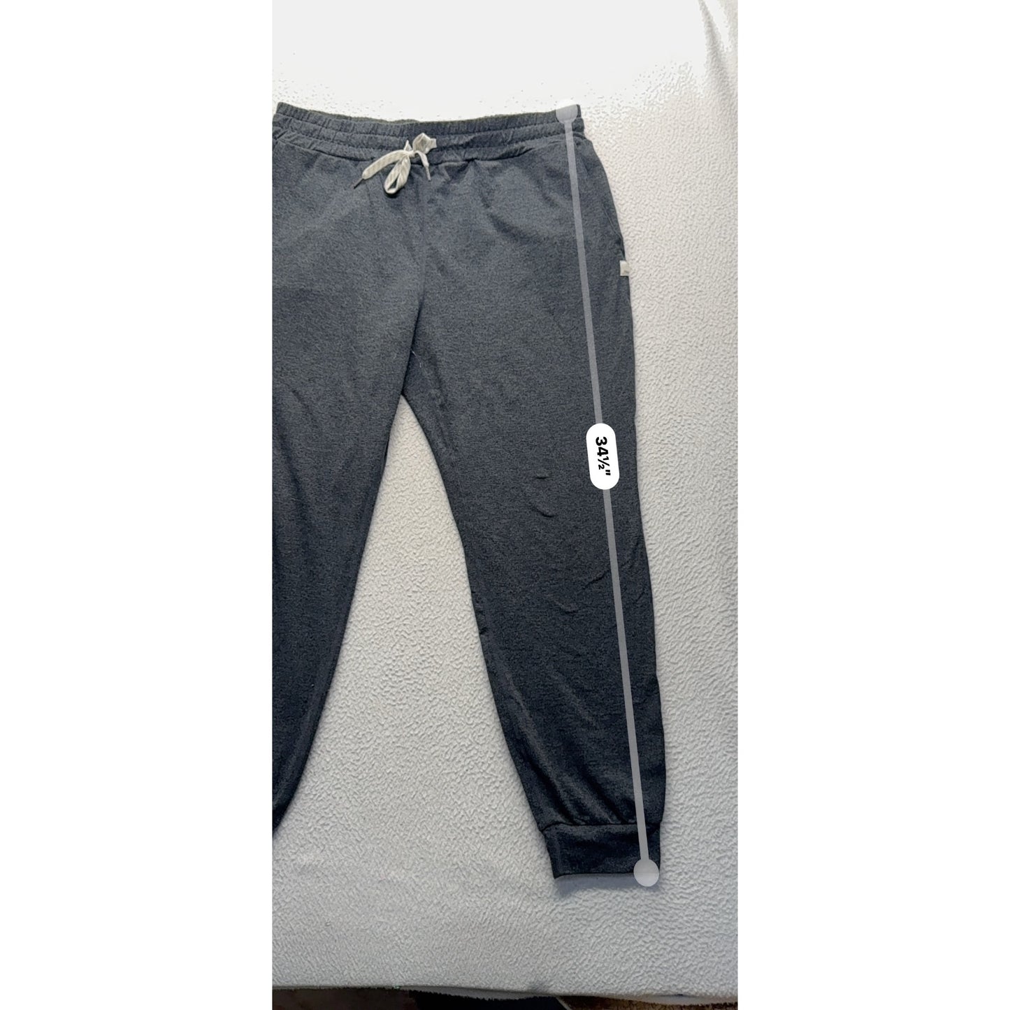 Vuori Jogger Pants Dark Gray Elastic Waistband Drawstring 34.5" Length #9668
