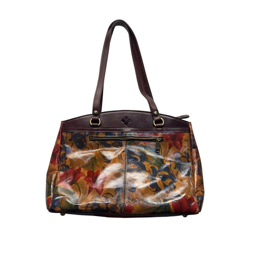 Patricia Nash Floral Leather Tote Bag With Double Handles & Zipper #9662