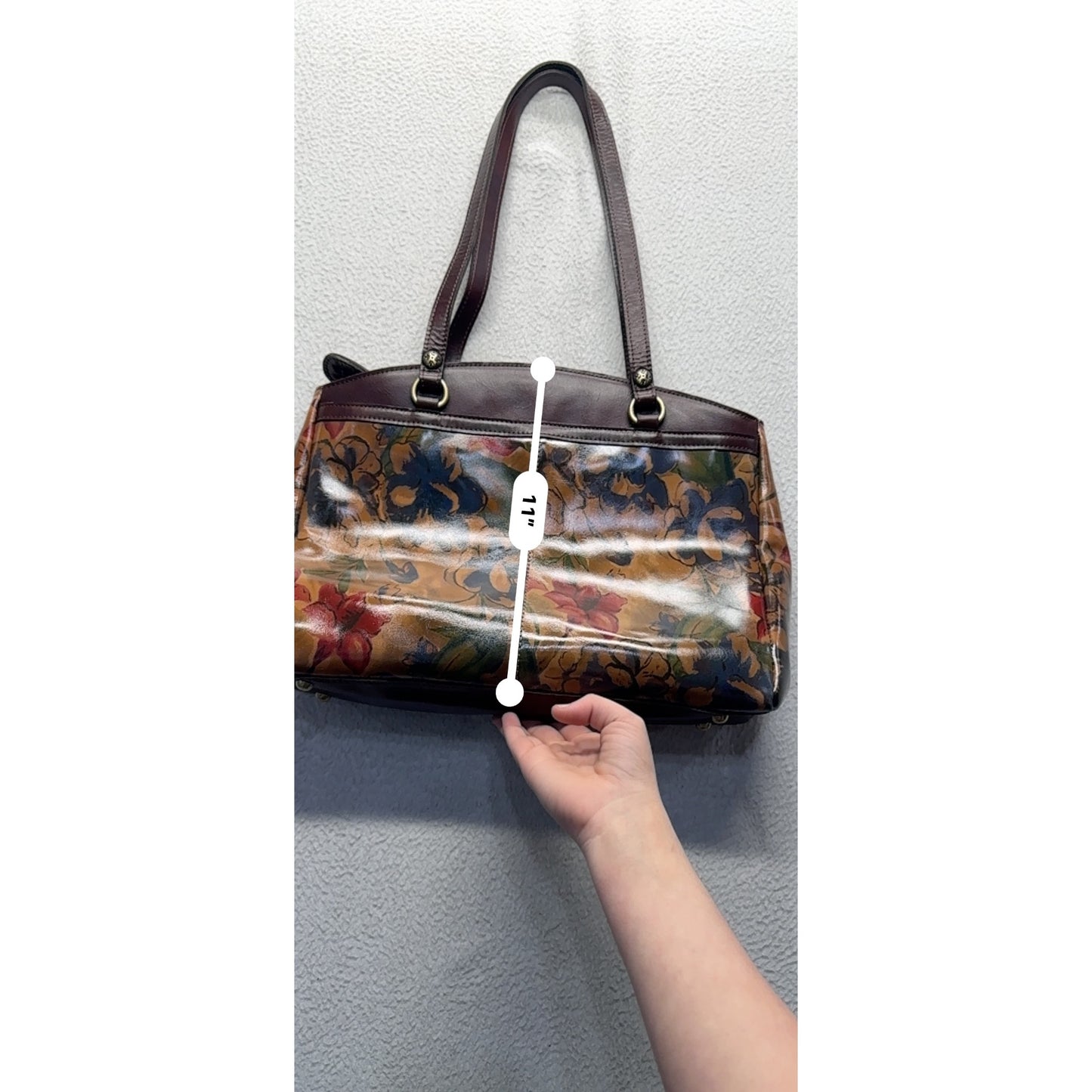 Patricia Nash Floral Leather Tote Bag With Double Handles & Zipper #9662