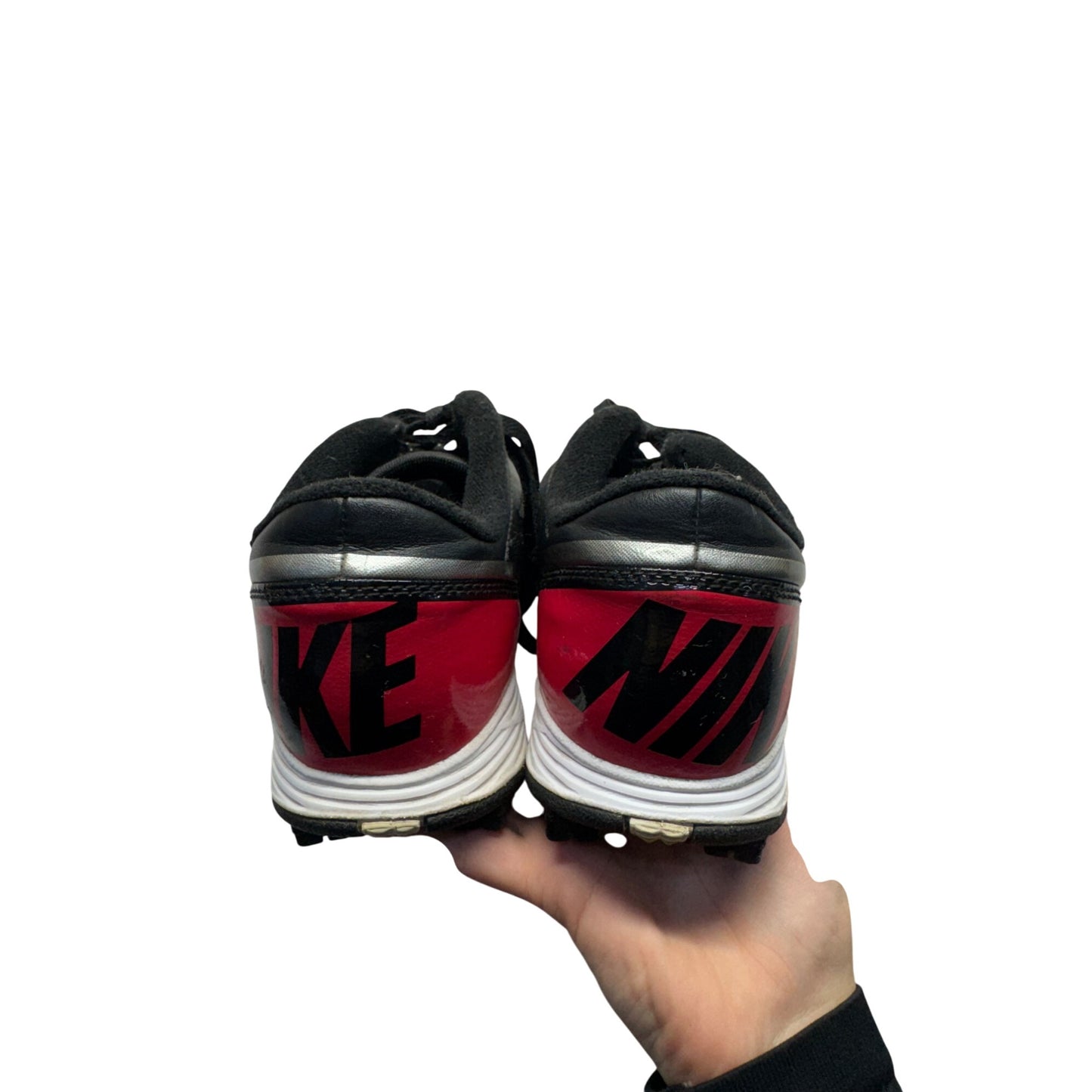 Nike Black & Red Soccer Cleats Lace-Up Closure And Rubber Studded Soles 394B