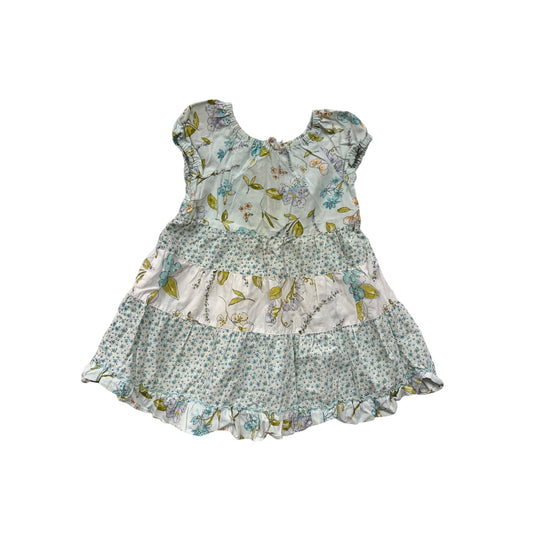 Gymboree Baby Girl Dress 12-18 Mos Floral Print Light Blue/Green Cotton #8383
