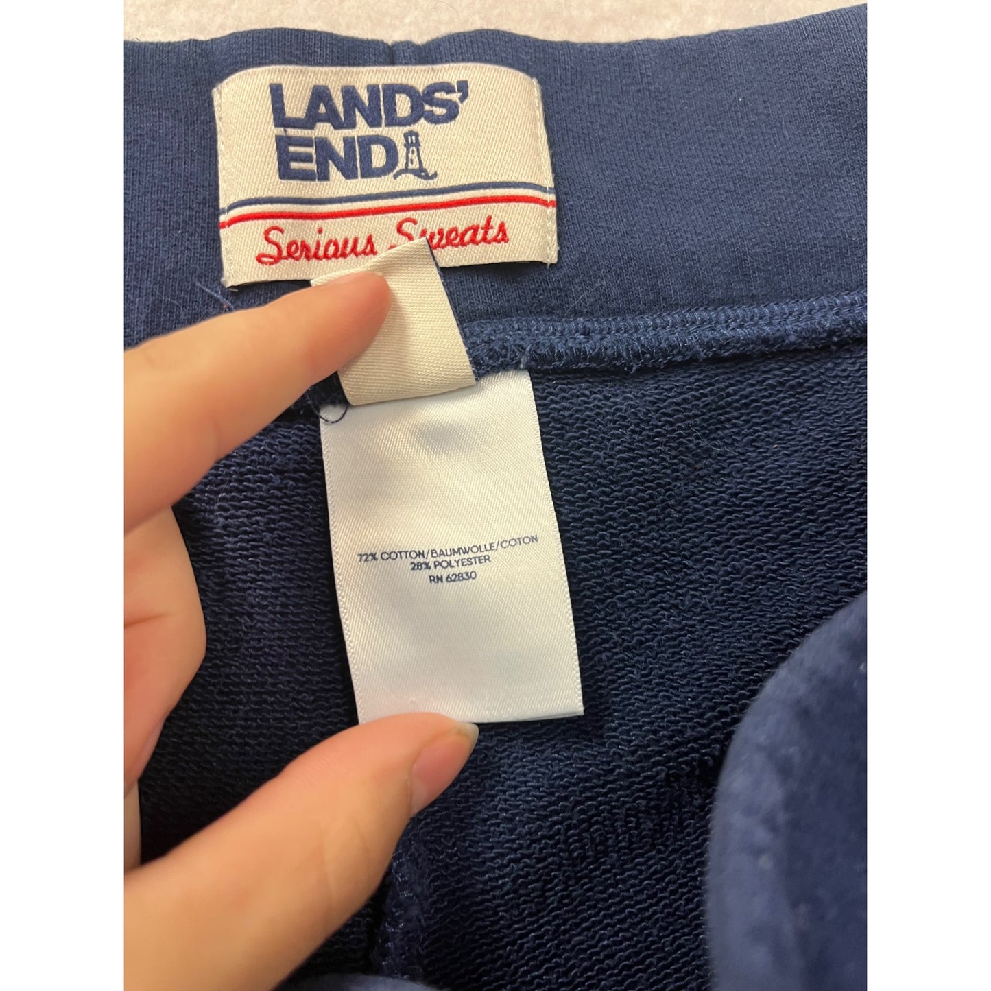 Lands End Kids Serious Sweats Elastic Waist Pull-On Pants Navy S #634A