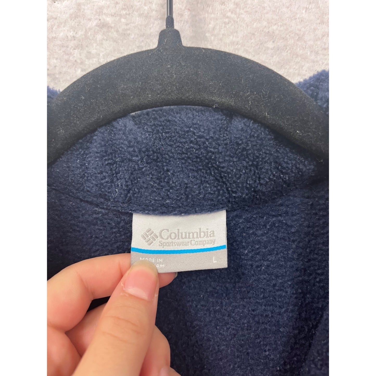 Columbia Fleece Pullover With Abstract Pattern & Snap Collar Size L #667A