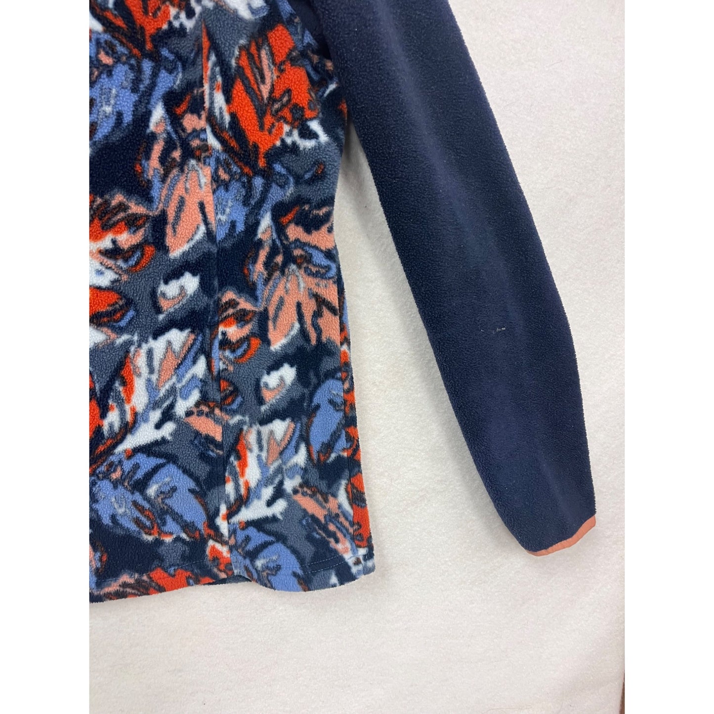 Columbia Fleece Pullover With Abstract Pattern & Snap Collar Size L #667A