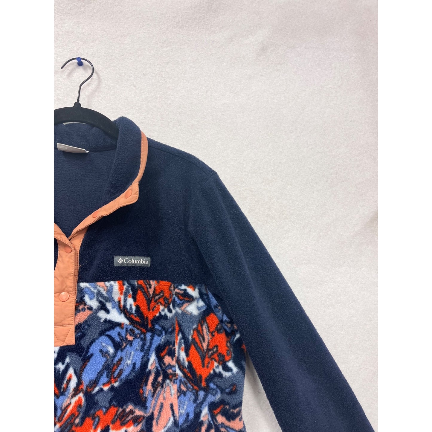 Columbia Fleece Pullover With Abstract Pattern & Snap Collar Size L #667A