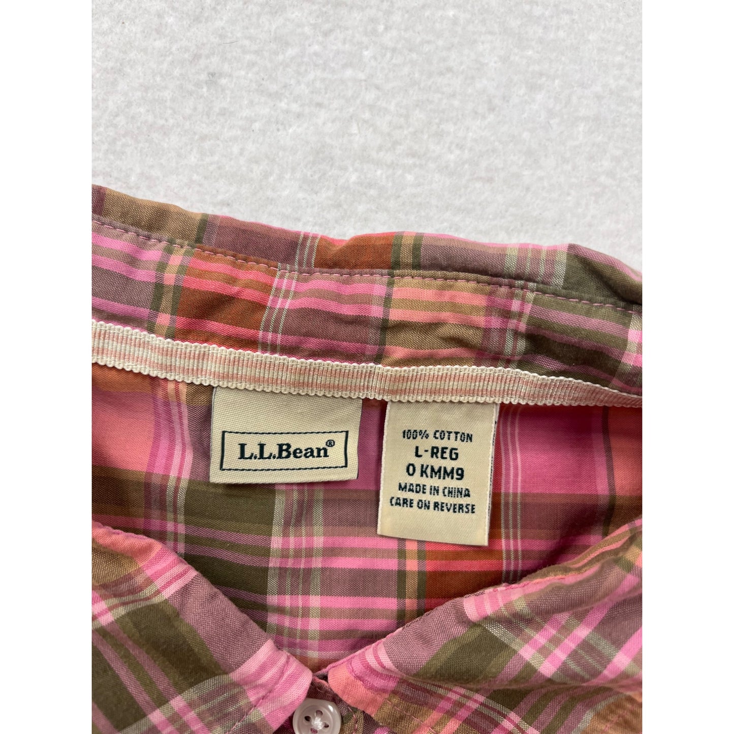 L.L.Bean Plaid Cotton Button-Up Camping Shirt L #8702