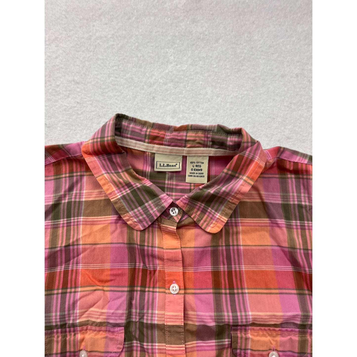 L.L.Bean Plaid Cotton Button-Up Camping Shirt L #8702