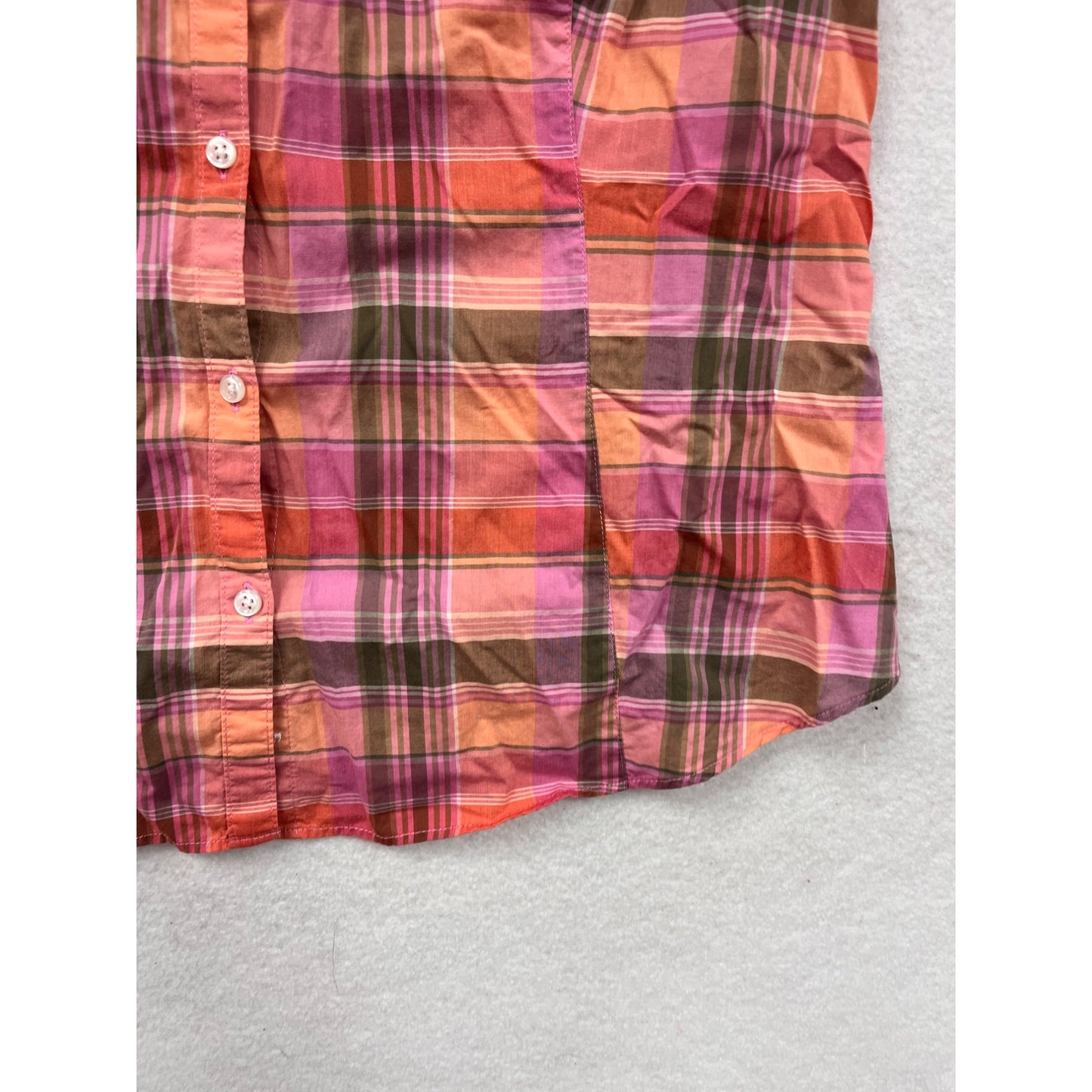 L.L.Bean Plaid Cotton Button-Up Camping Shirt L #8702