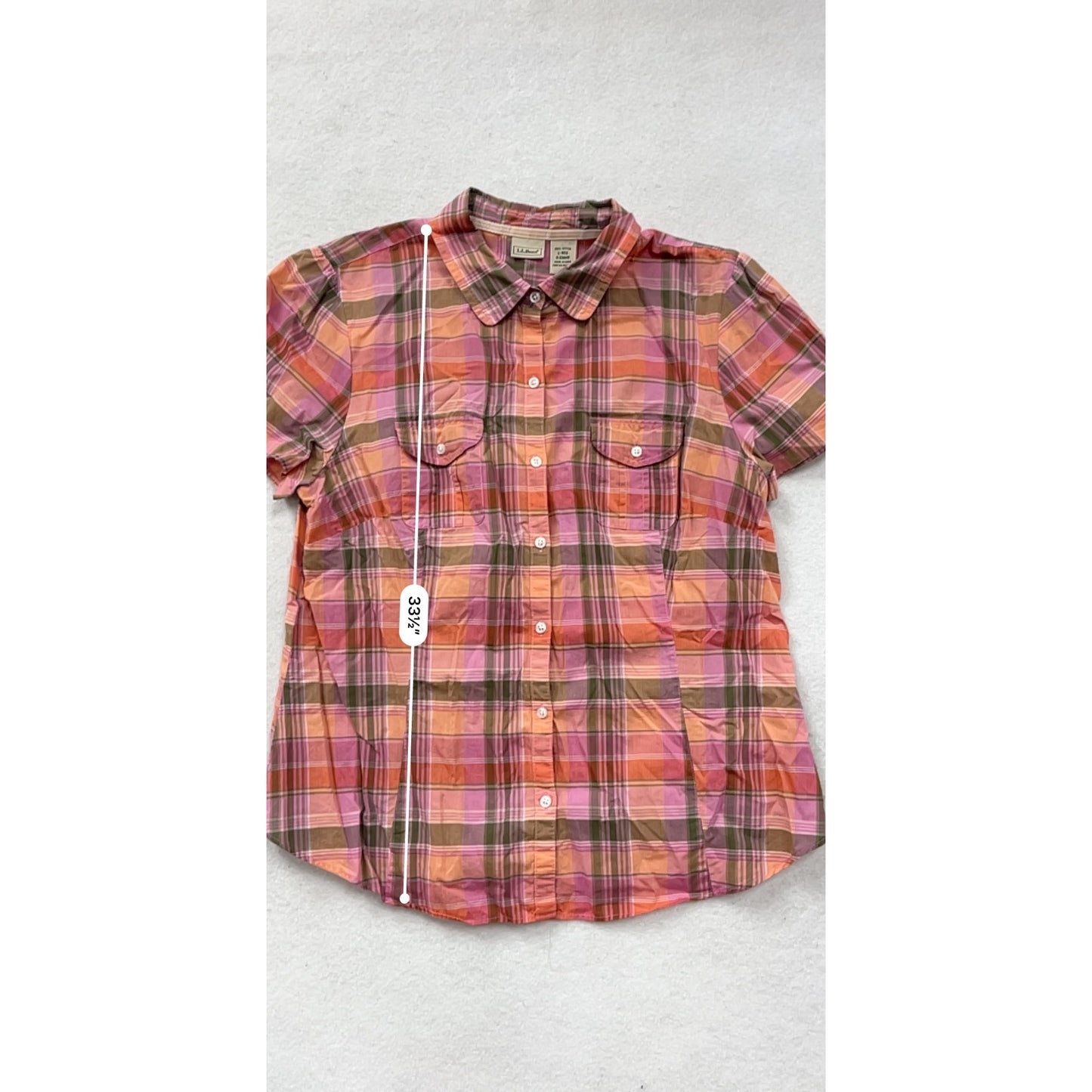 L.L.Bean Plaid Cotton Button-Up Camping Shirt L #8702