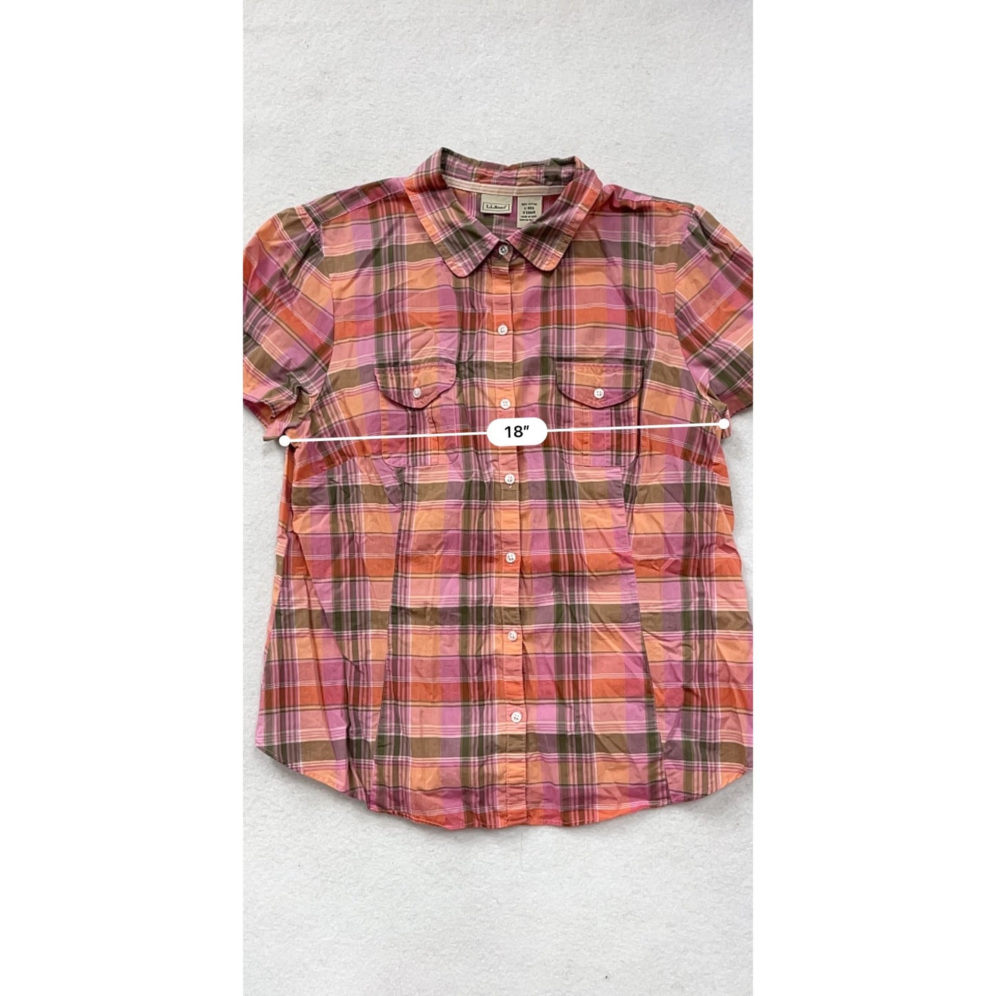 L.L.Bean Plaid Cotton Button-Up Camping Shirt L #8702