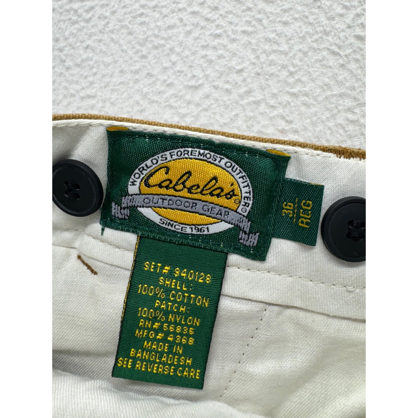 Cabelas Mens 36 Reg Mustard Yellow Outdoor Pants #7567