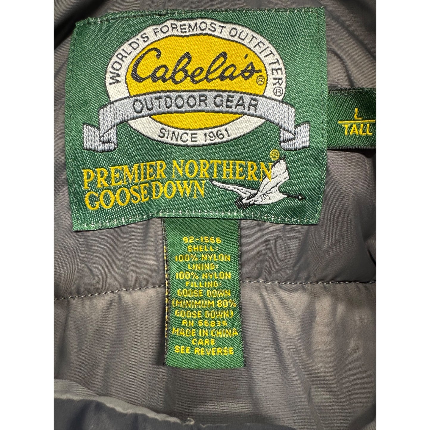 Cabelas Premier Northern Goose Down Navy Puffer Vest Tall L #9506