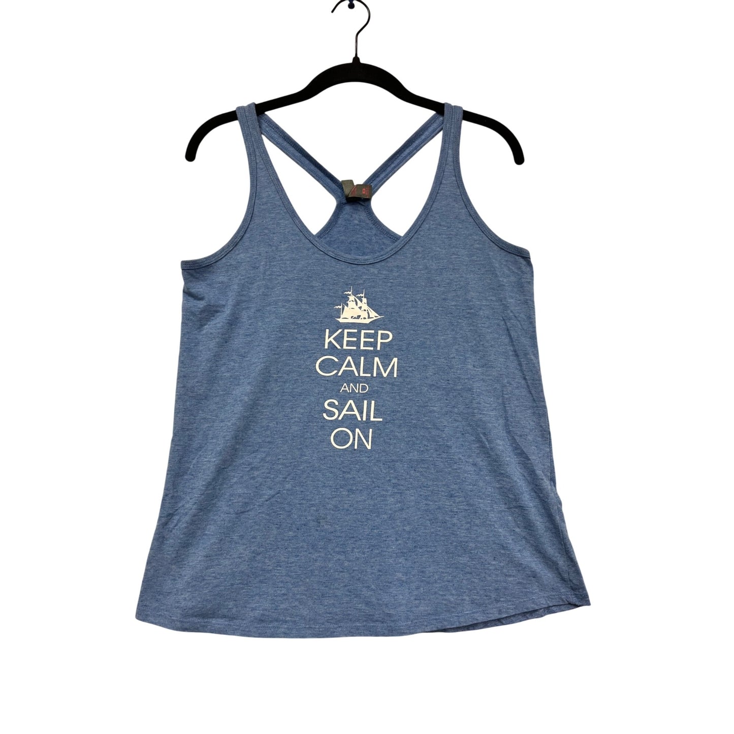 Keep Calm And Sail On Blue Racerback Tank Top Medium #502A