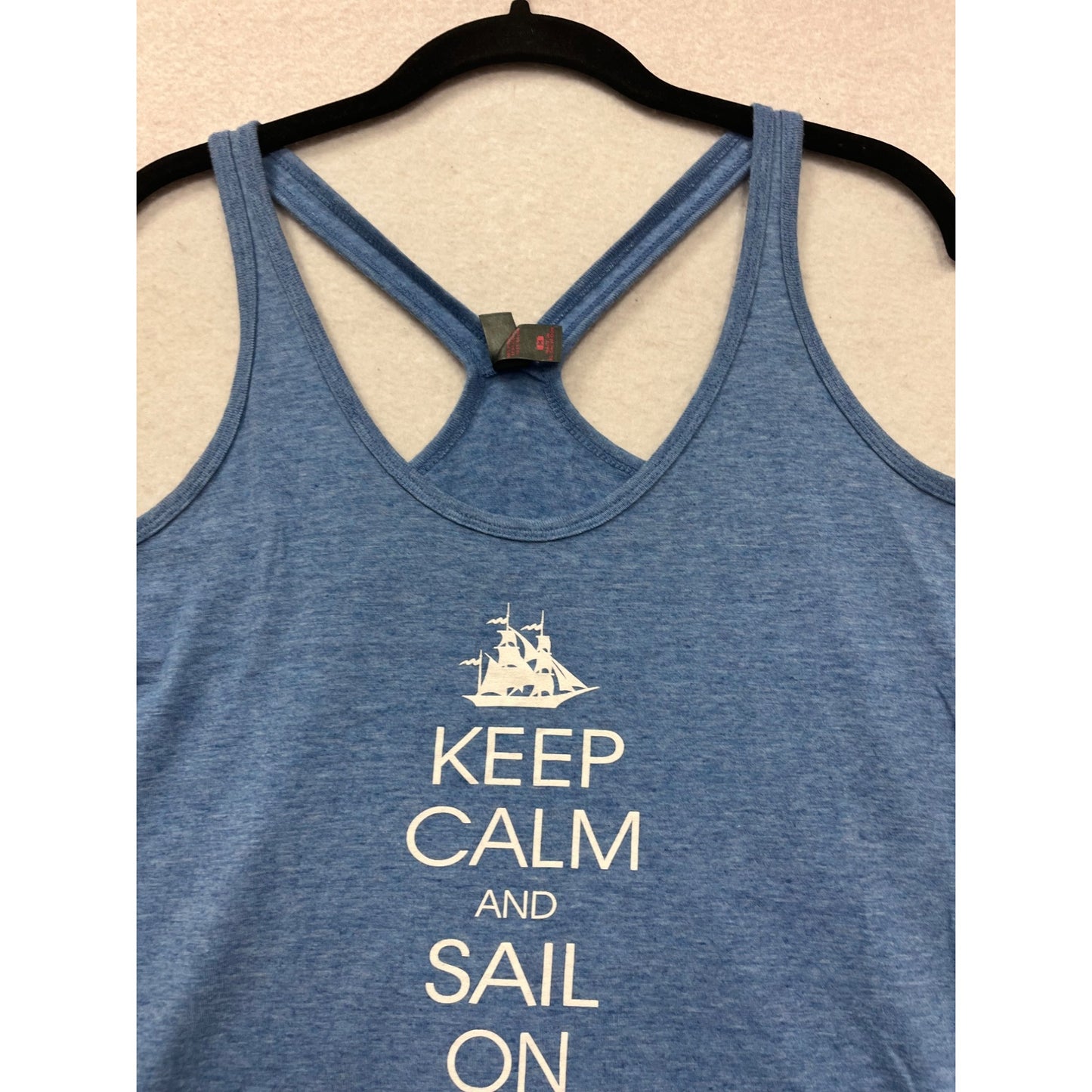 Keep Calm And Sail On Blue Racerback Tank Top Medium #502A