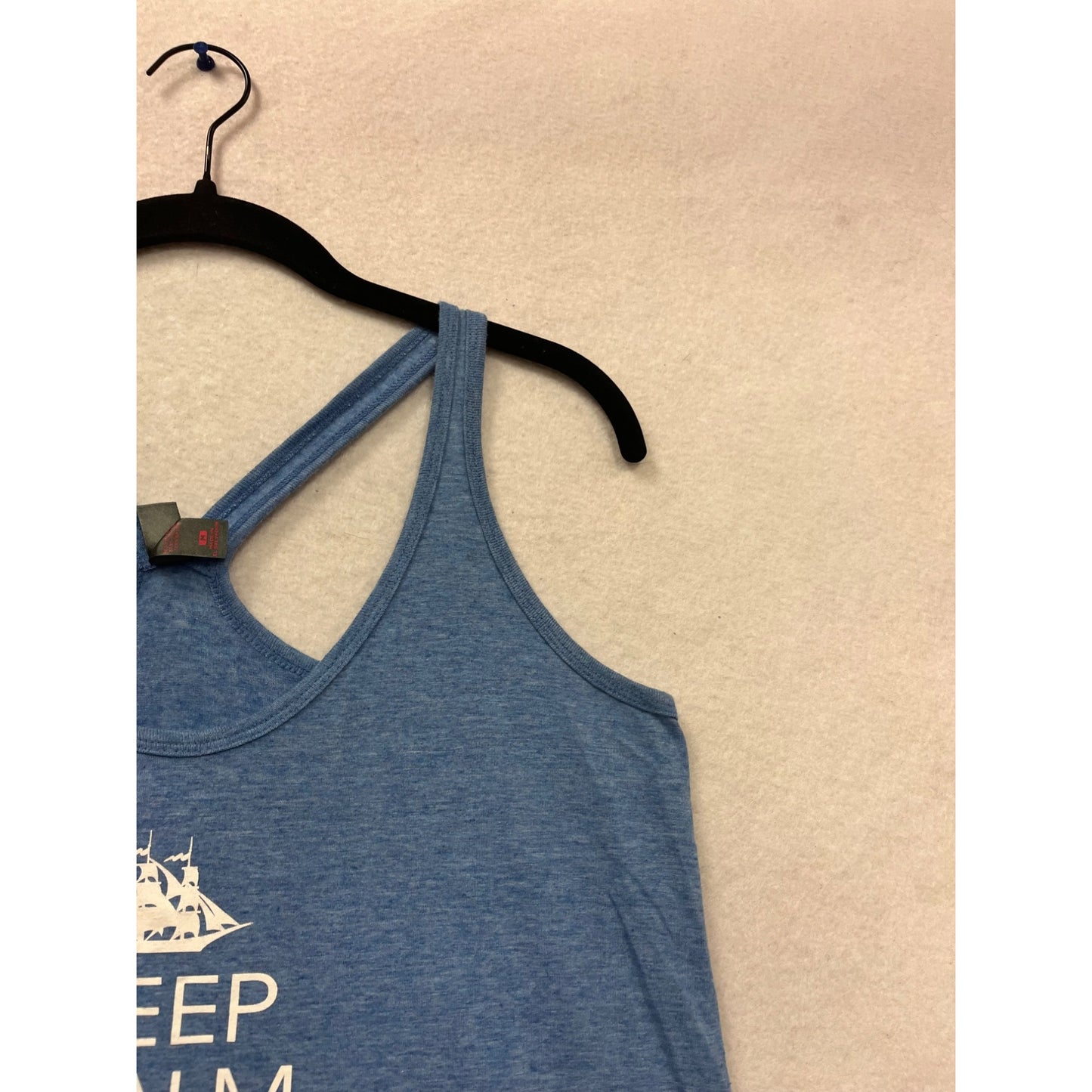Keep Calm And Sail On Blue Racerback Tank Top Medium #502A