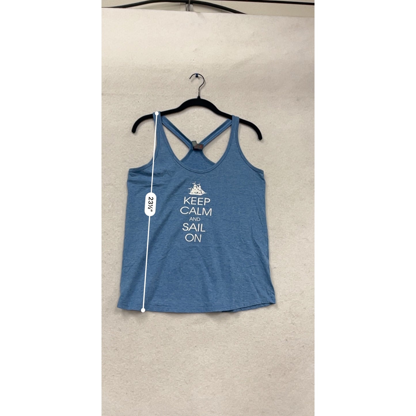 Keep Calm And Sail On Blue Racerback Tank Top Medium #502A