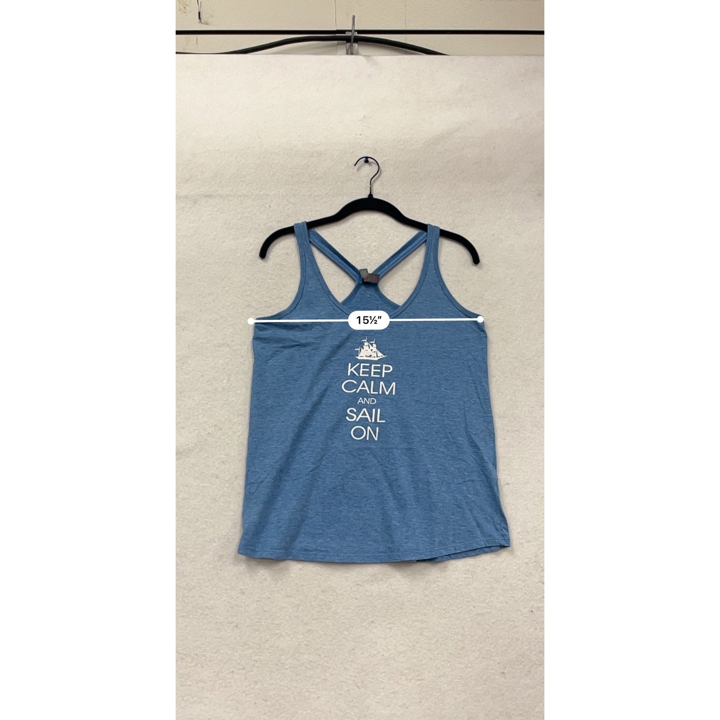 Keep Calm And Sail On Blue Racerback Tank Top Medium #502A