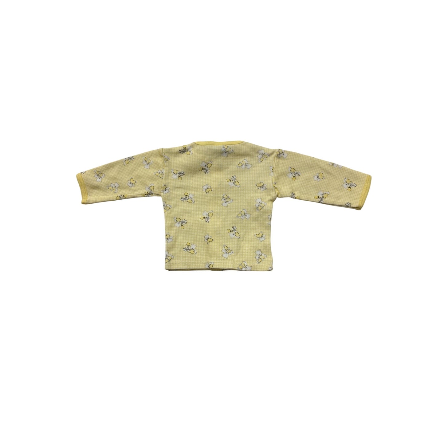 Yellow Baby Shirt With Bear Print Snap Closure 0-3M #6974