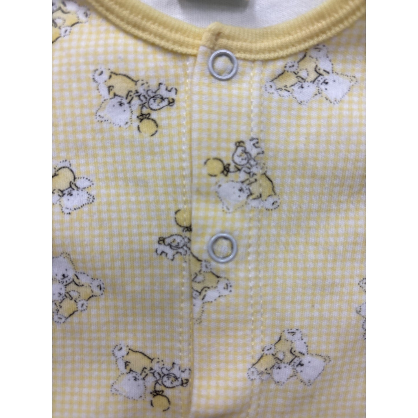 Yellow Baby Shirt With Bear Print Snap Closure 0-3M #6974