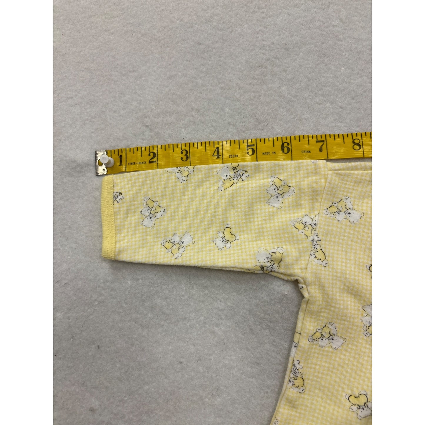 Yellow Baby Shirt With Bear Print Snap Closure 0-3M #6974