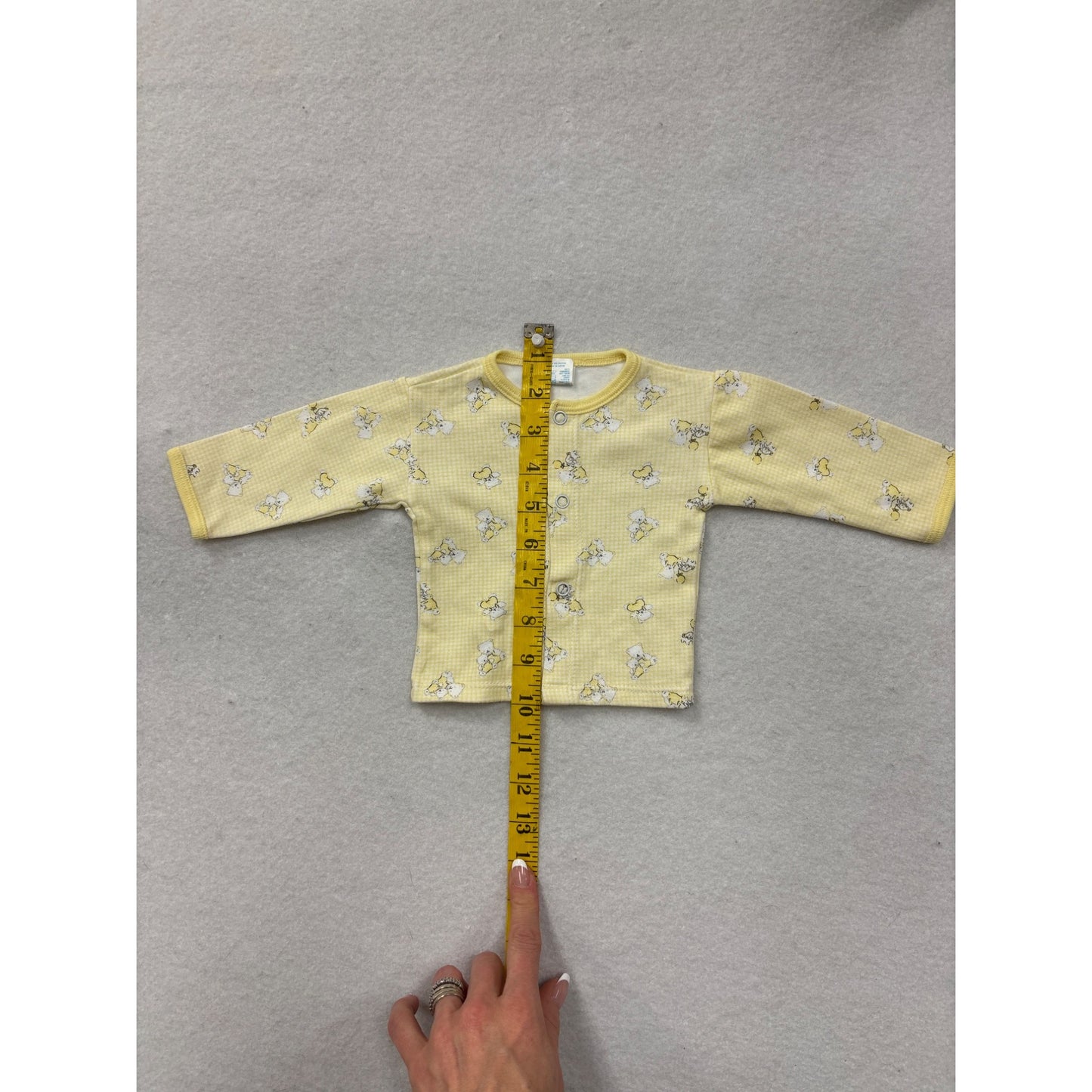 Yellow Baby Shirt With Bear Print Snap Closure 0-3M #6974