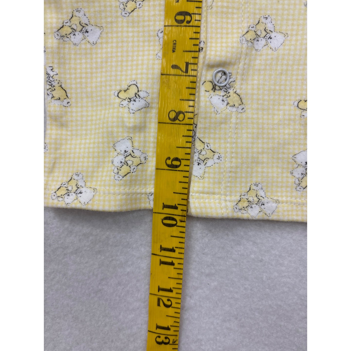 Yellow Baby Shirt With Bear Print Snap Closure 0-3M #6974