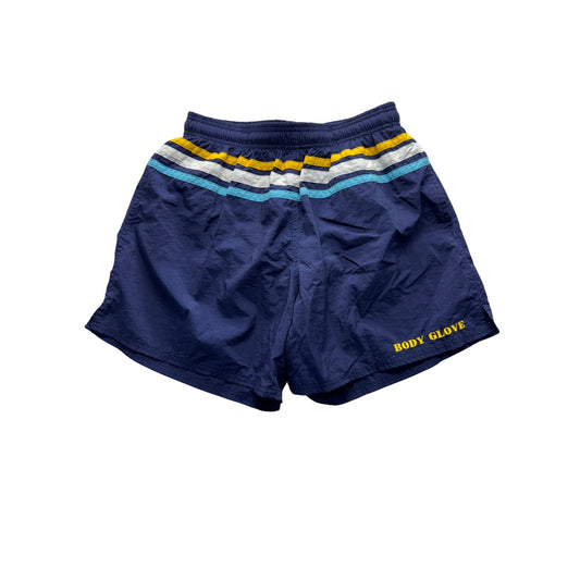 Vintage Body Glove Swim Shorts L Blue Striped Polyester #303B