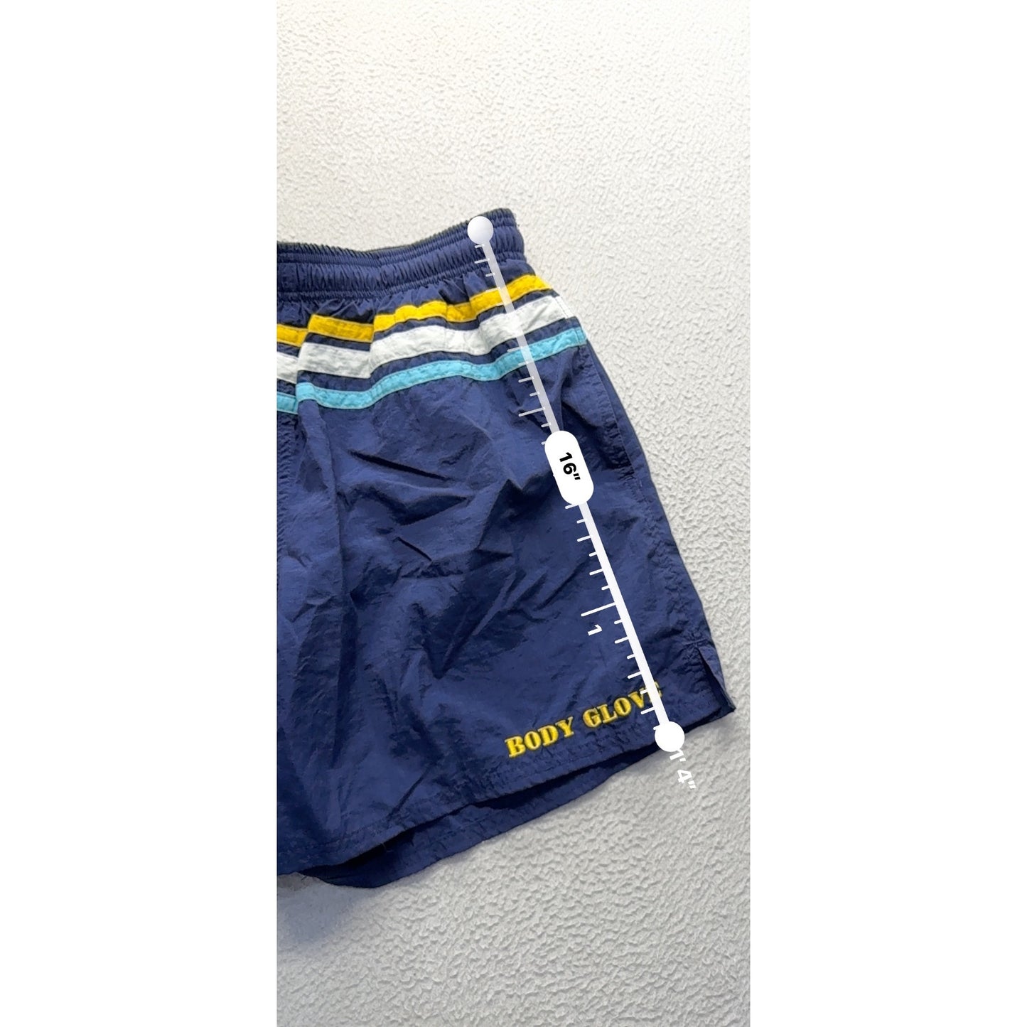 Vintage Body Glove Swim Shorts L Blue Striped Polyester #303B