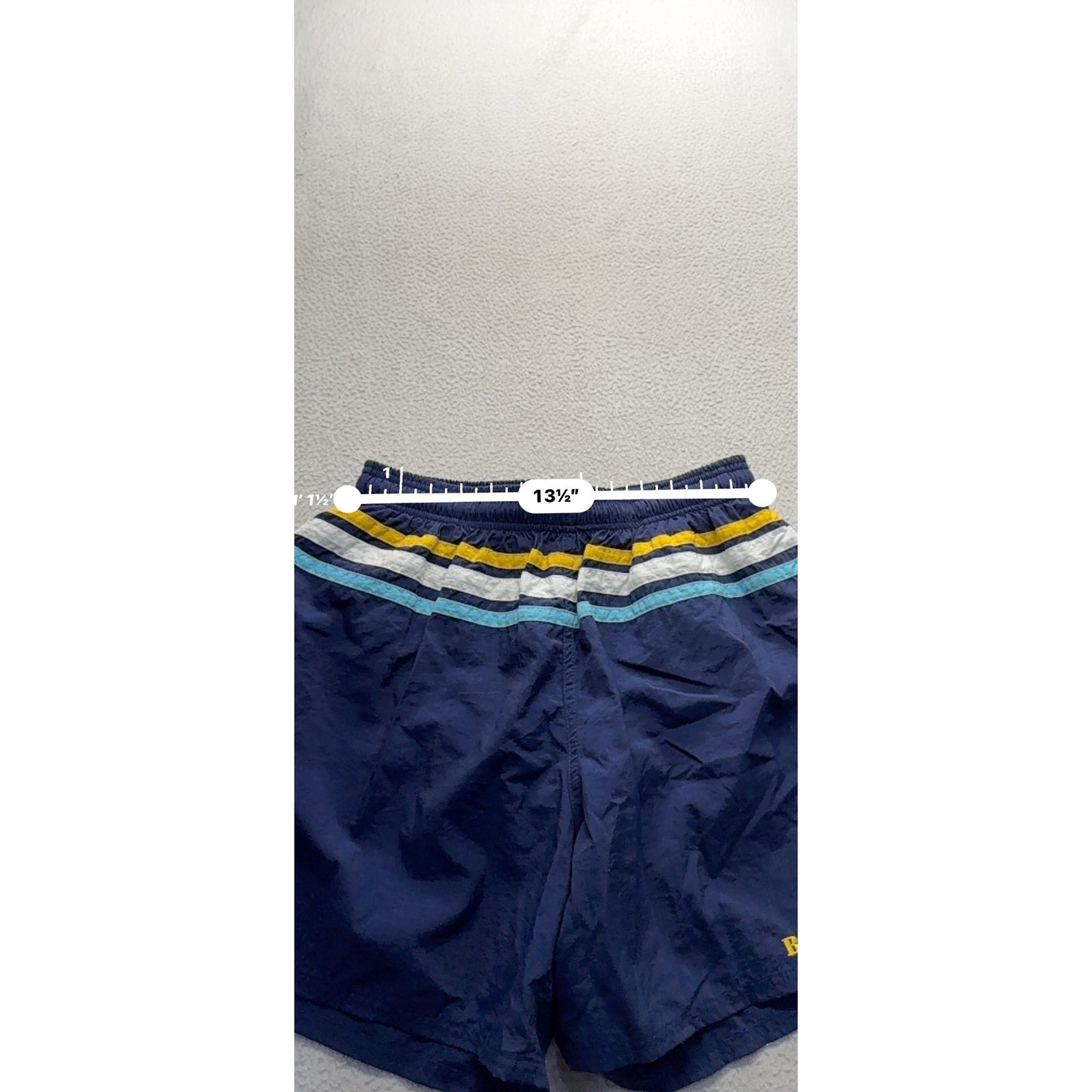 Vintage Body Glove Swim Shorts L Blue Striped Polyester #303B