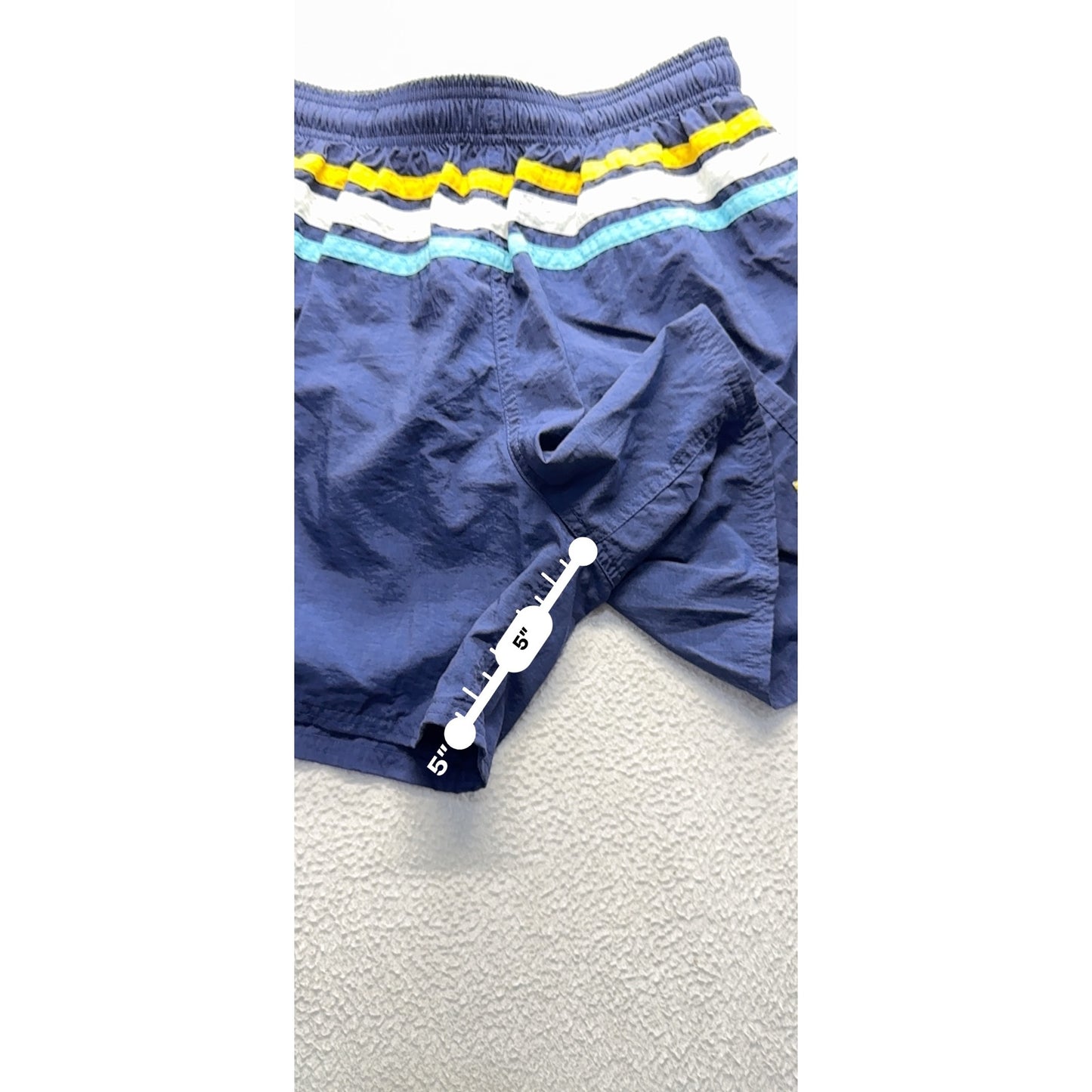 Vintage Body Glove Swim Shorts L Blue Striped Polyester #303B