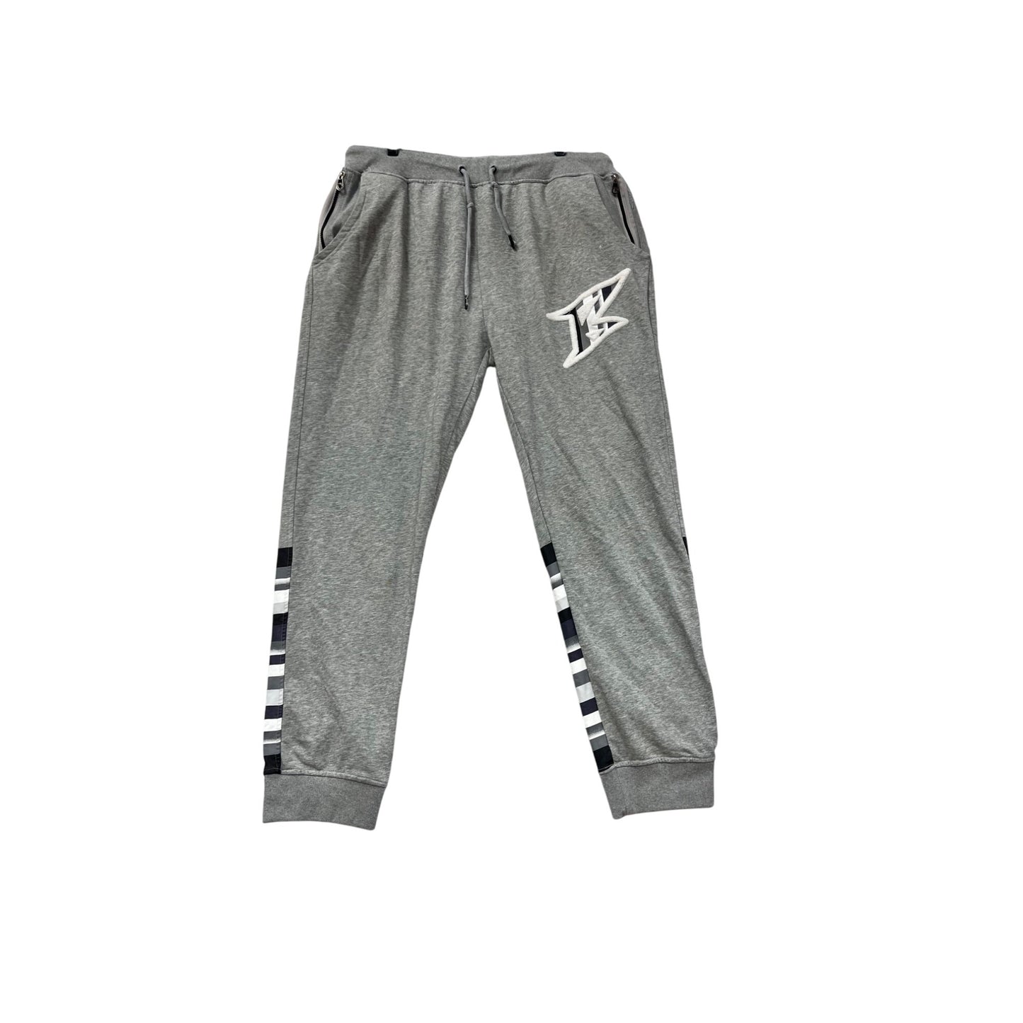 Mens 4XL Ron Bass Gray Joggers With Striped Detail Logo #8805
