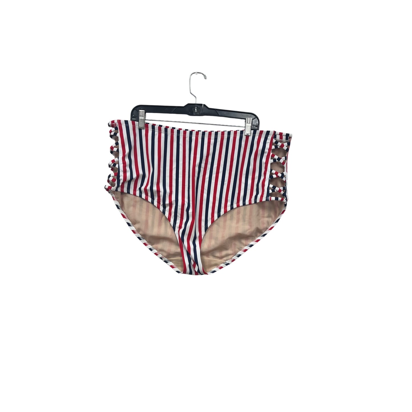 Cacique Red & Blue Striped High-Waisted Bikini Bottoms Size 24 #8811