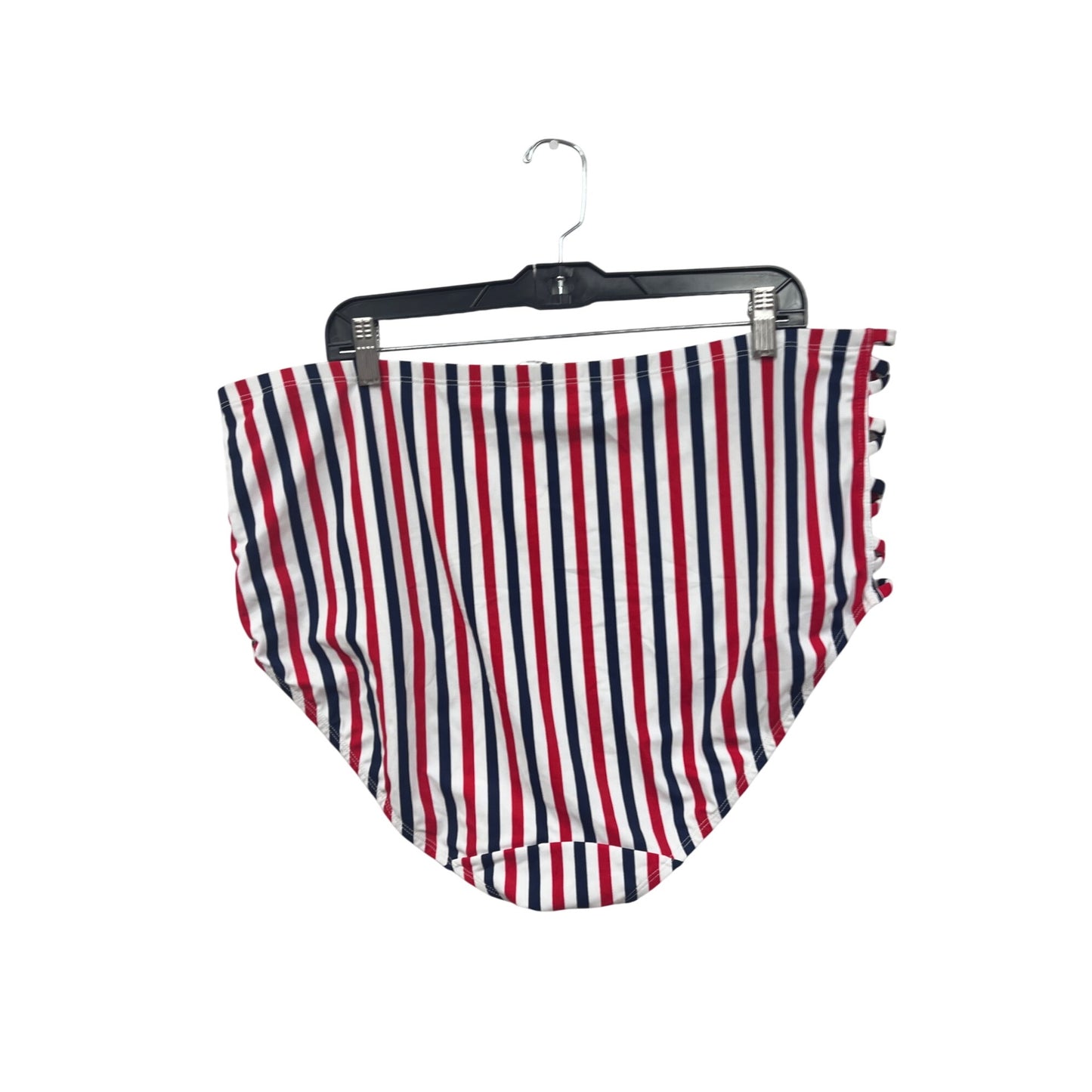 Cacique Red & Blue Striped High-Waisted Bikini Bottoms Size 24 #8811