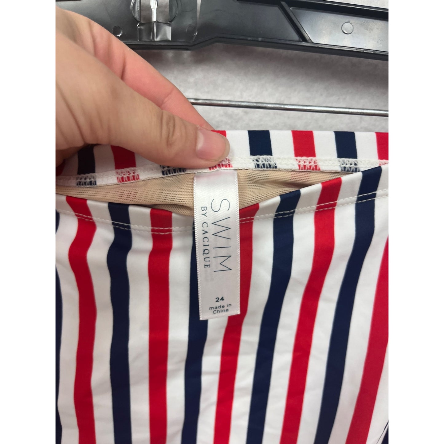Cacique Red & Blue Striped High-Waisted Bikini Bottoms Size 24 #8811