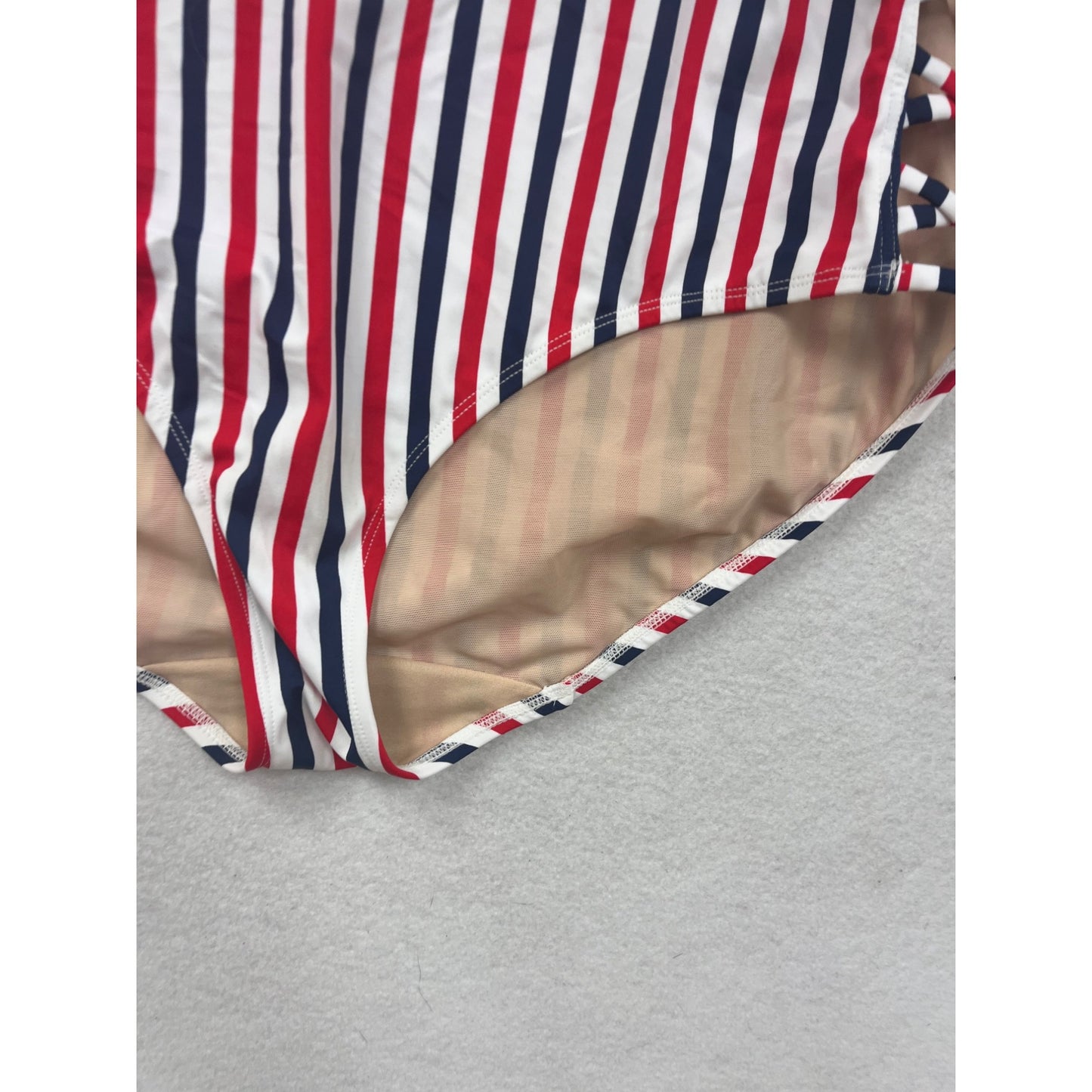 Cacique Red & Blue Striped High-Waisted Bikini Bottoms Size 24 #8811