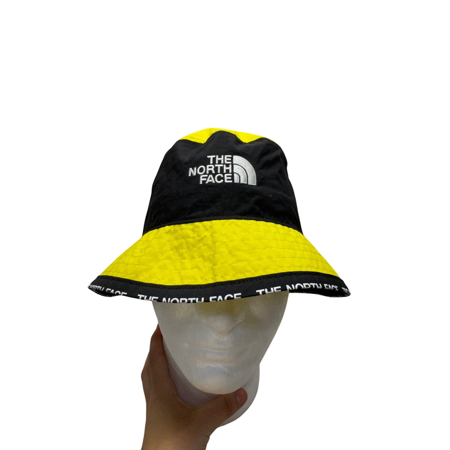 The North Face Yellow & Black Reversible Bucket Hat S/M Nylon Outdoor Cap #9864