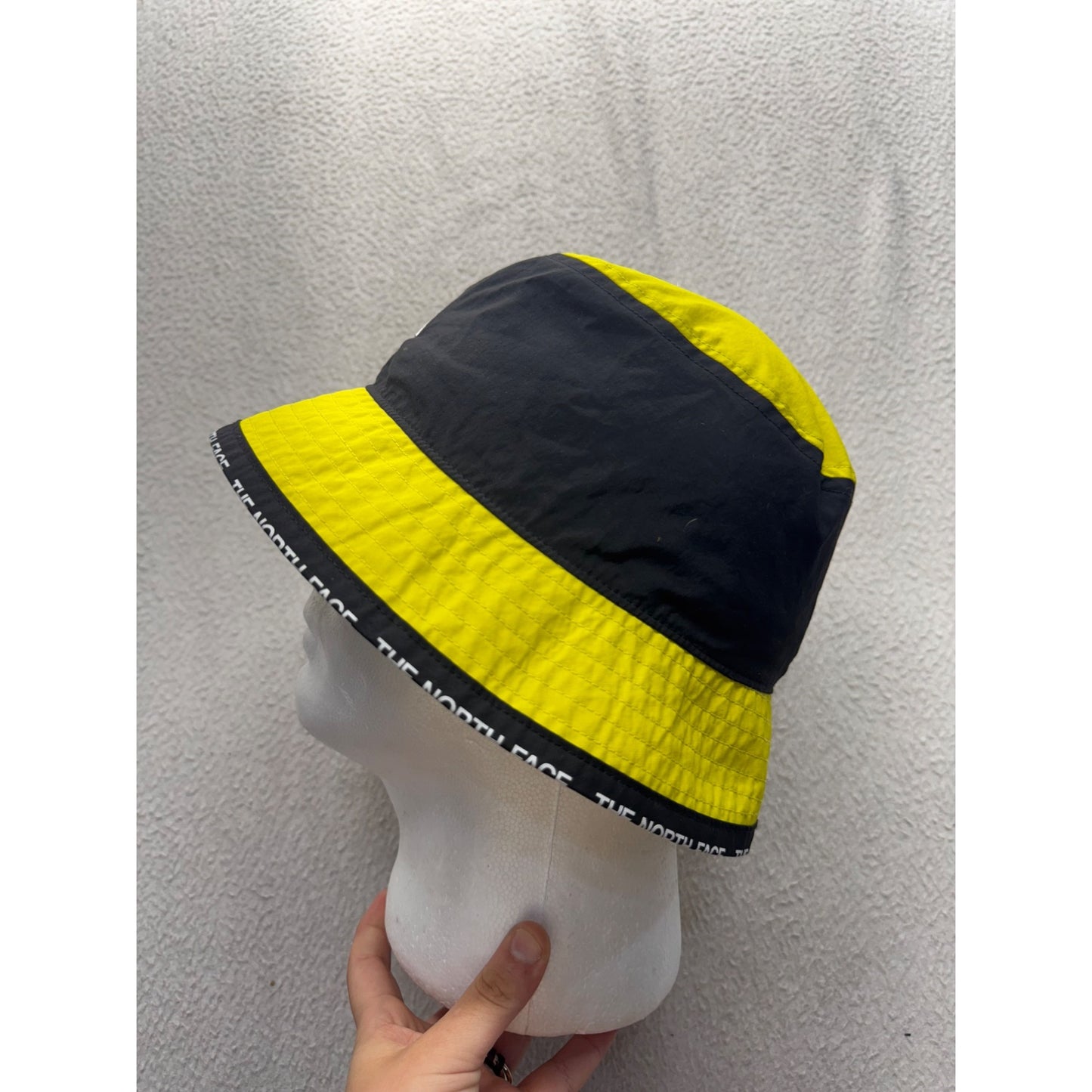 The North Face Yellow & Black Reversible Bucket Hat S/M Nylon Outdoor Cap #9864