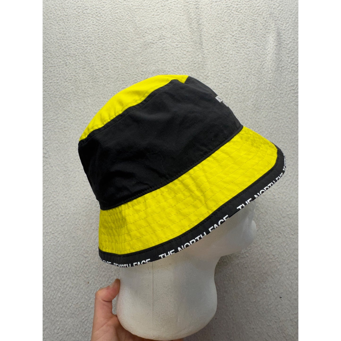 The North Face Yellow & Black Reversible Bucket Hat S/M Nylon Outdoor Cap #9864