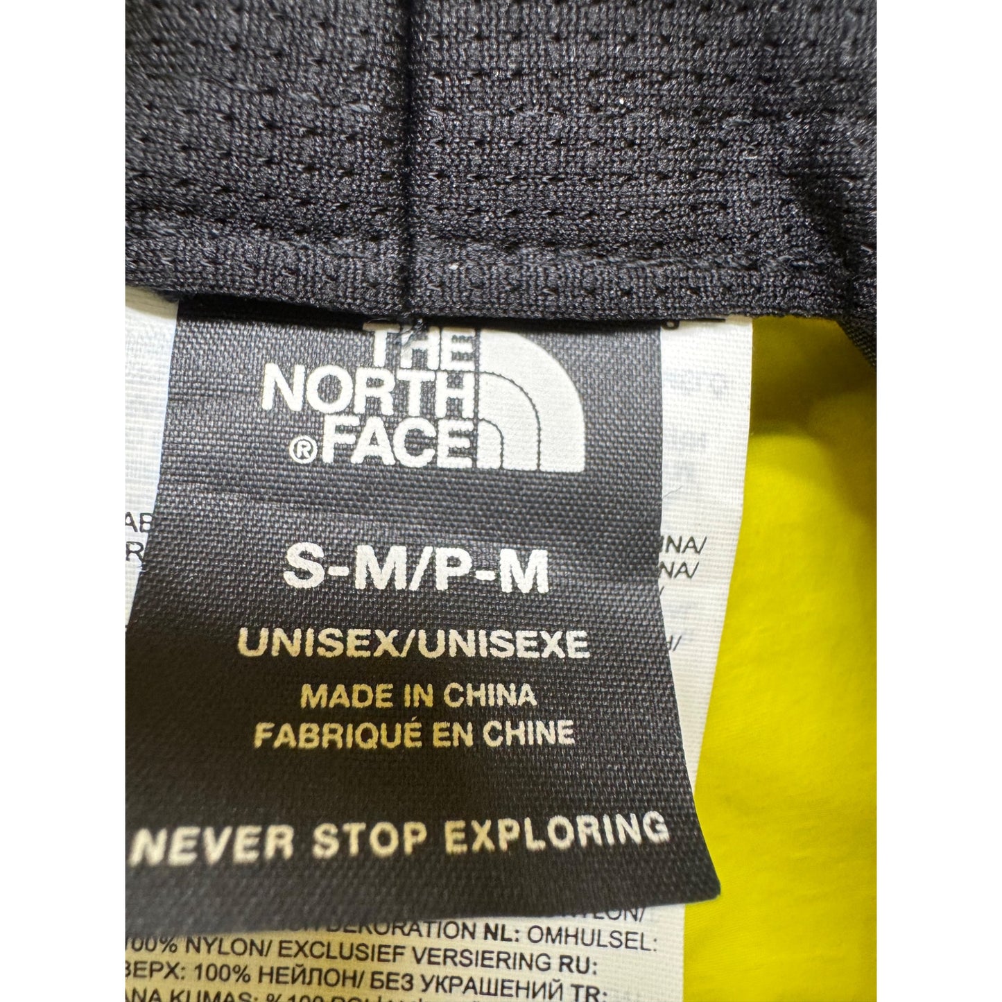 The North Face Yellow & Black Reversible Bucket Hat S/M Nylon Outdoor Cap #9864