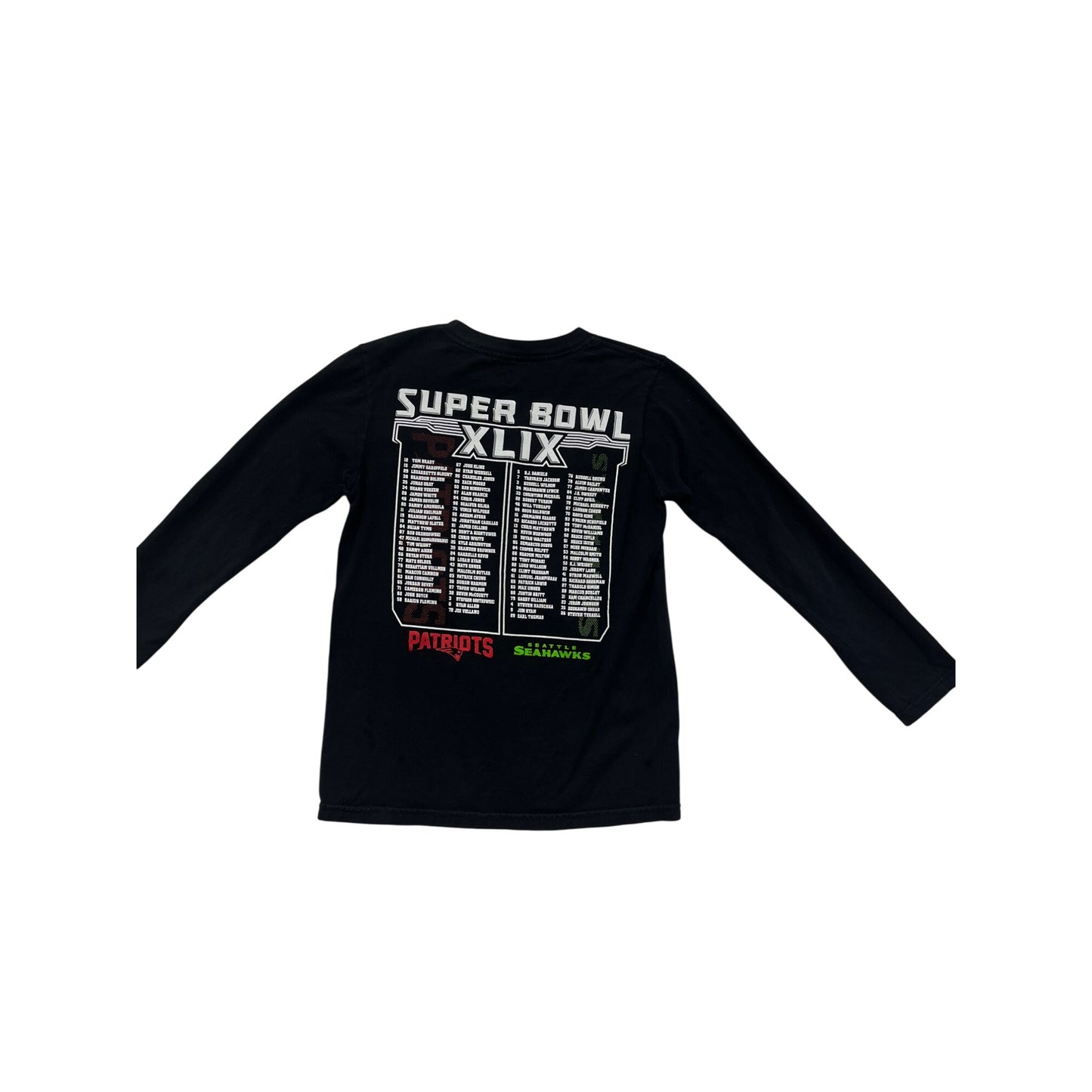 NFL Super Bowl XLIX Patriots vs Seahawks Long Sleeve T-Shirt #376A