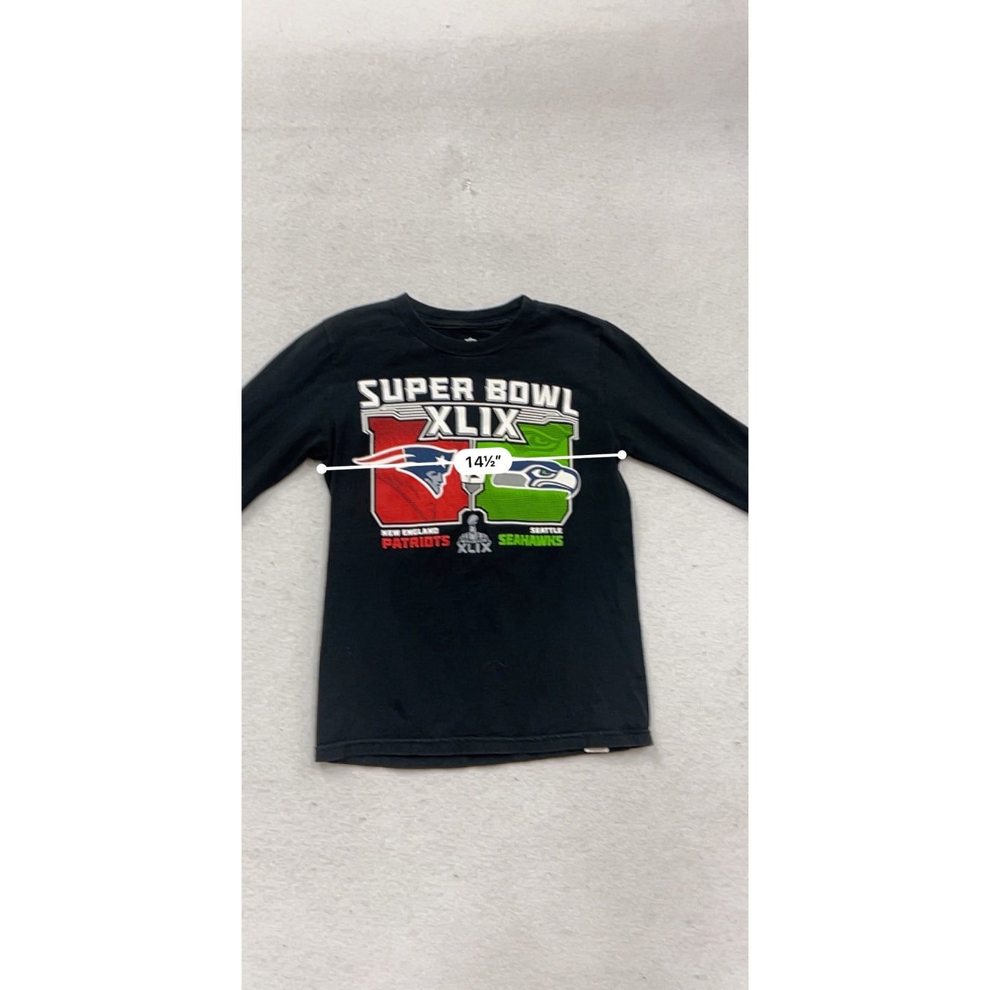 NFL Super Bowl XLIX Patriots vs Seahawks Long Sleeve T-Shirt #376A